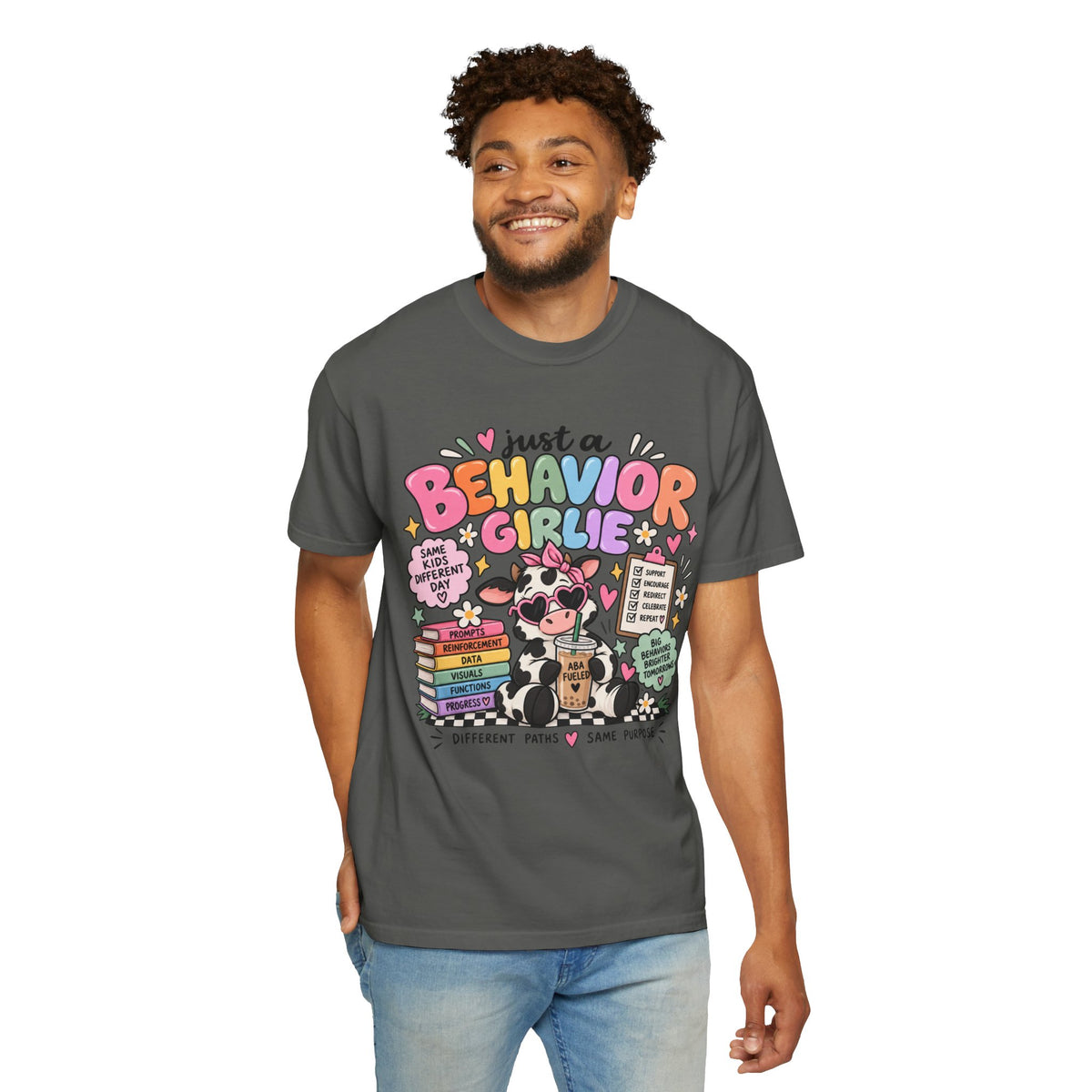 Just a Behavior Girl T-shirt | Cute Cow Therapist Illustration
