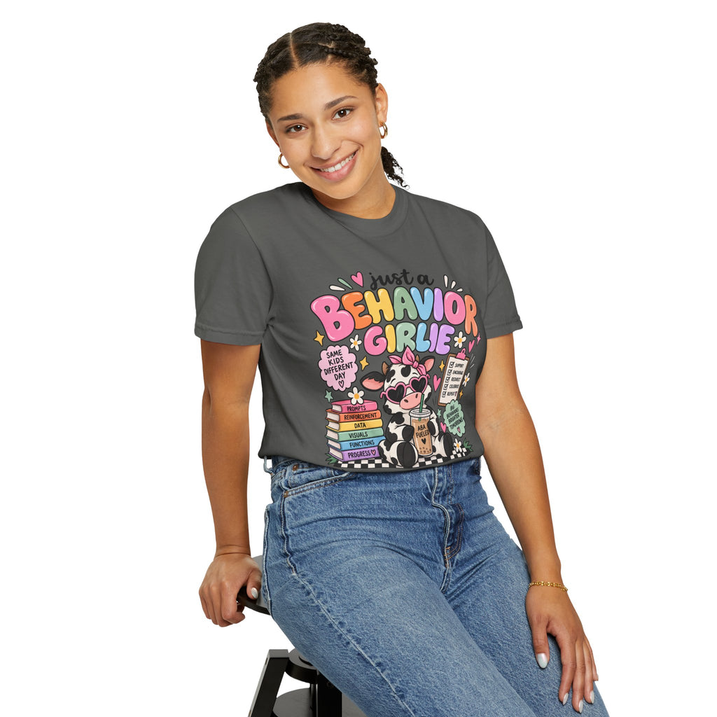 Just a Behavior Girl T-shirt | Cute Cow Therapist Illustration
