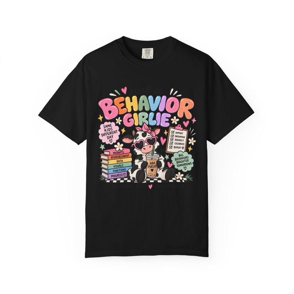 Just a Behavior Girl T-shirt | Cute Cow Therapist Illustration