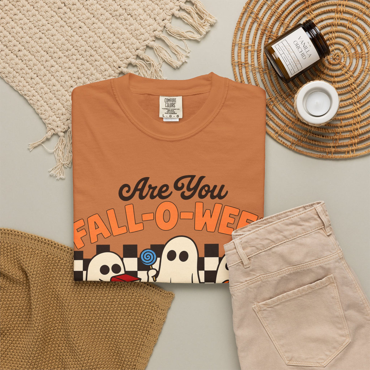 Fall-o-ween Ghosts Directions? T-shirt | Halloween pumpkin retro graphic