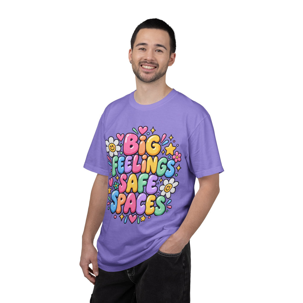 Big Feelings Safe Spaces T-shirt | Pastel Cute Floral Typography