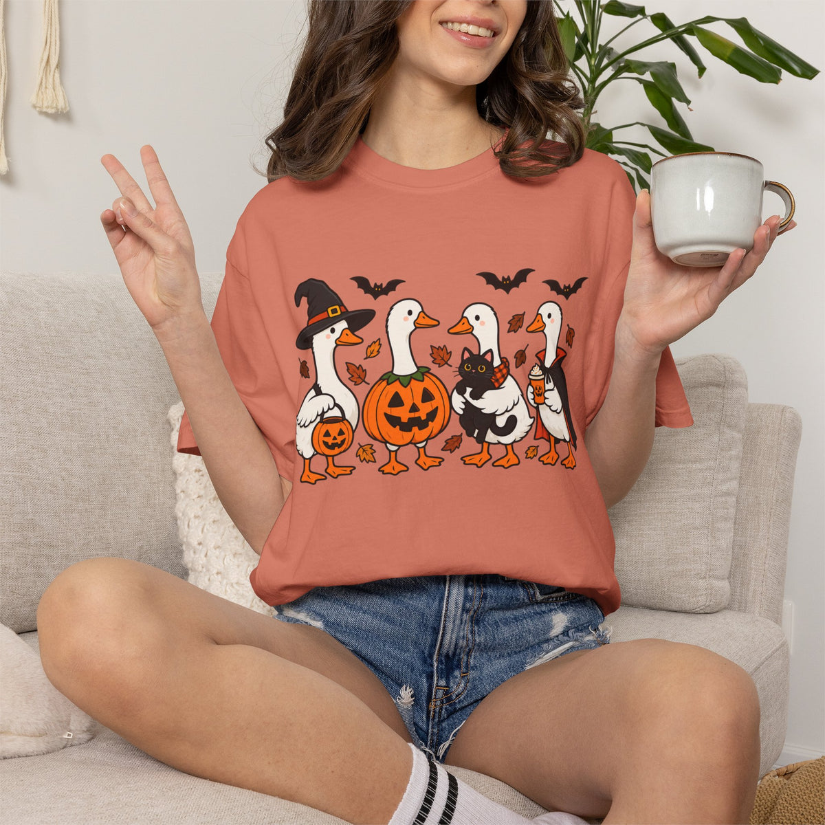 Halloween Ducks T-shirt | Geese in Costumes, Pumpkin Jack-O’-Lantern