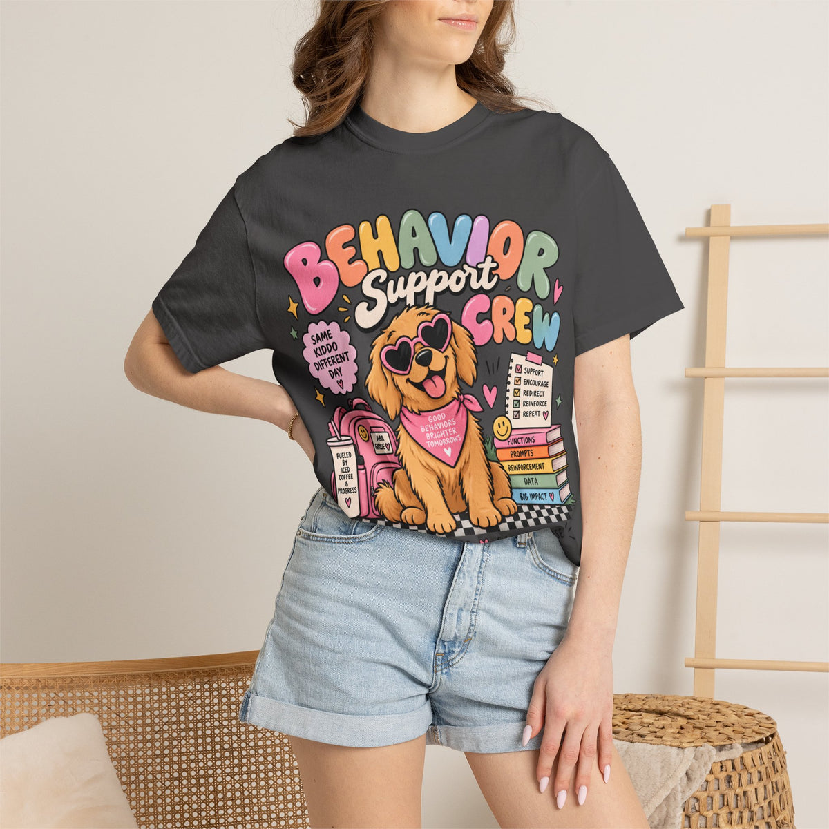 Behavior Support Crew T-shirt | Golden Retriever School Therapy Design