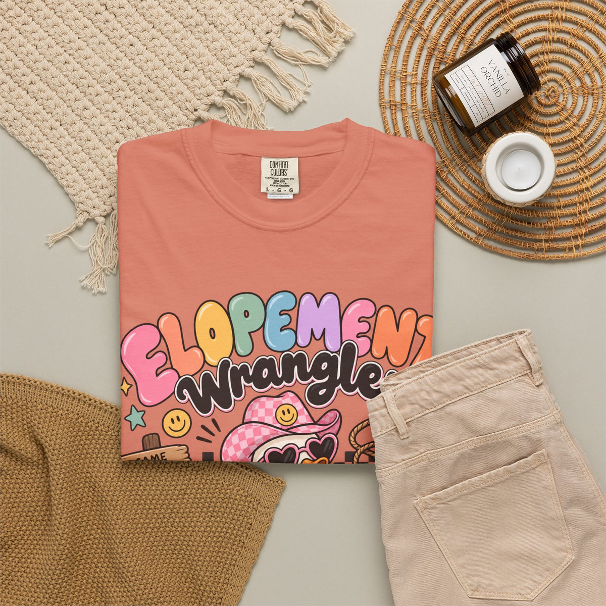 Elopement T-shirt | Cute Cowboy Sloth Illustration, Western Floral Tee
