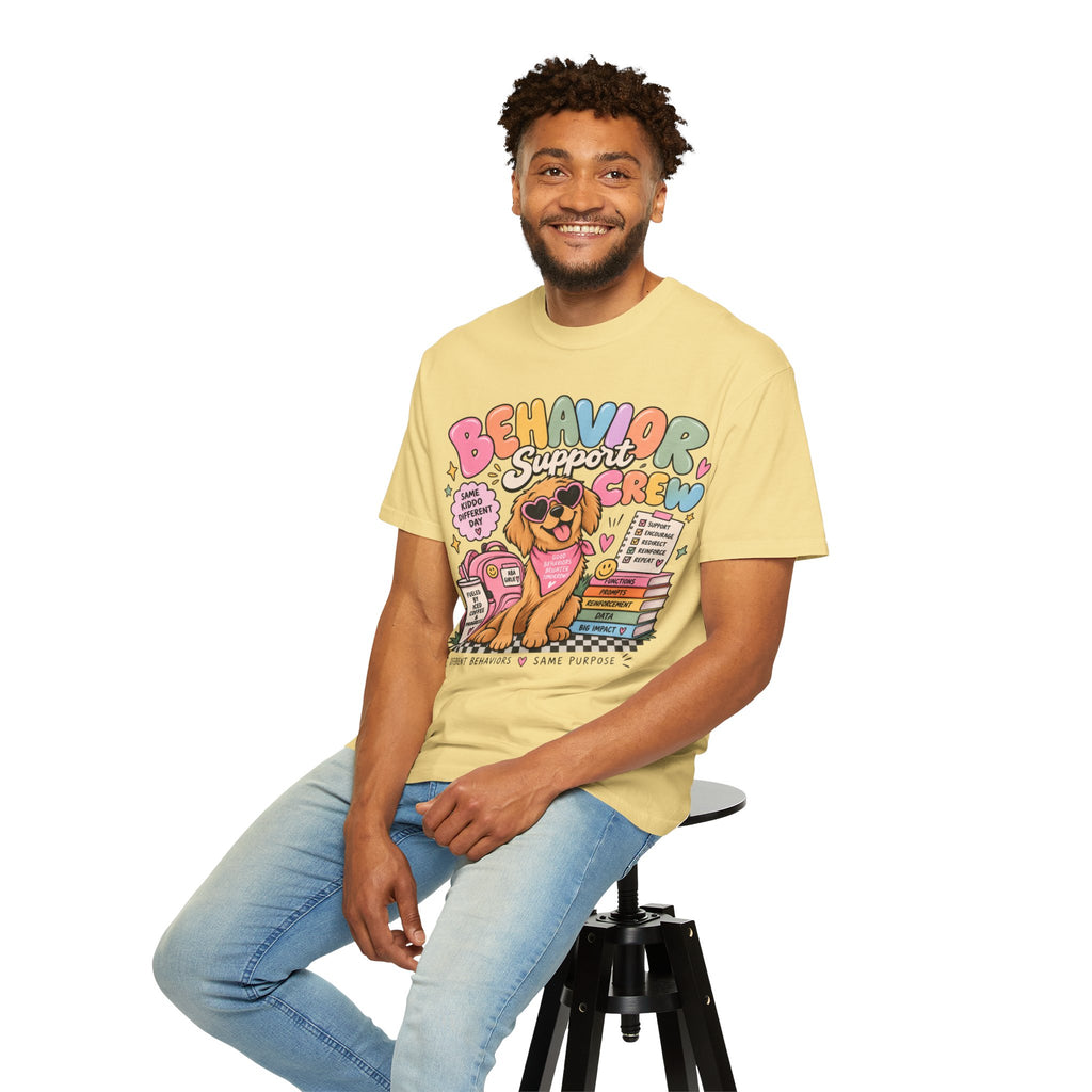 Behavior Support Crew T-shirt | Golden Retriever School Therapy Design