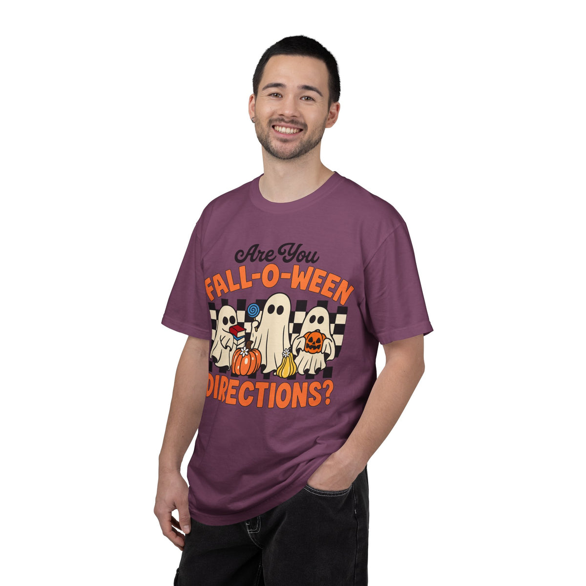 Fall-o-ween Ghosts Directions? T-shirt | Halloween pumpkin retro graphic