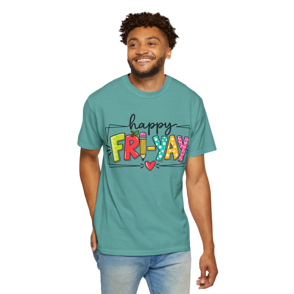 Happy Fri-yay Colorful Graphic T-shirt | Cute Friday Celebration Tee