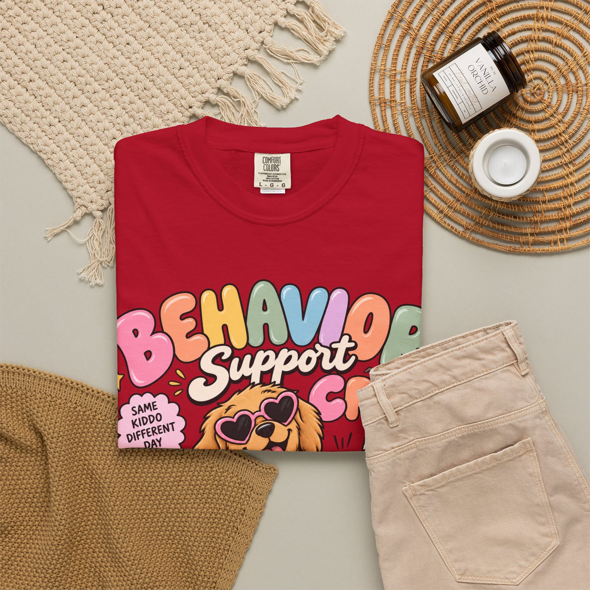 Behavior Support Crew T-shirt | Golden Retriever School Therapy Design