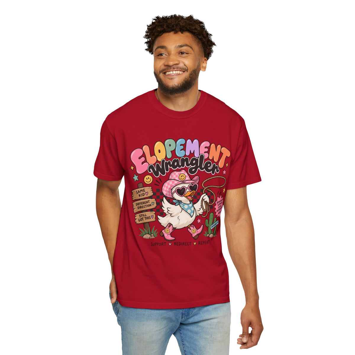 Elopement T-shirt | Cute Cowboy Sloth Illustration, Western Floral Tee