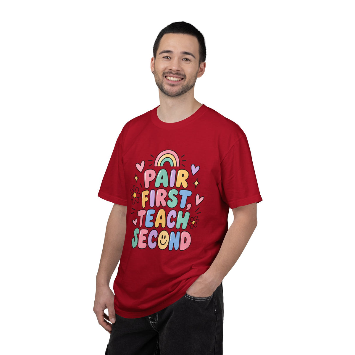 Pair First Teach Second T-Shirt | Cute Rainbow Classroom Design