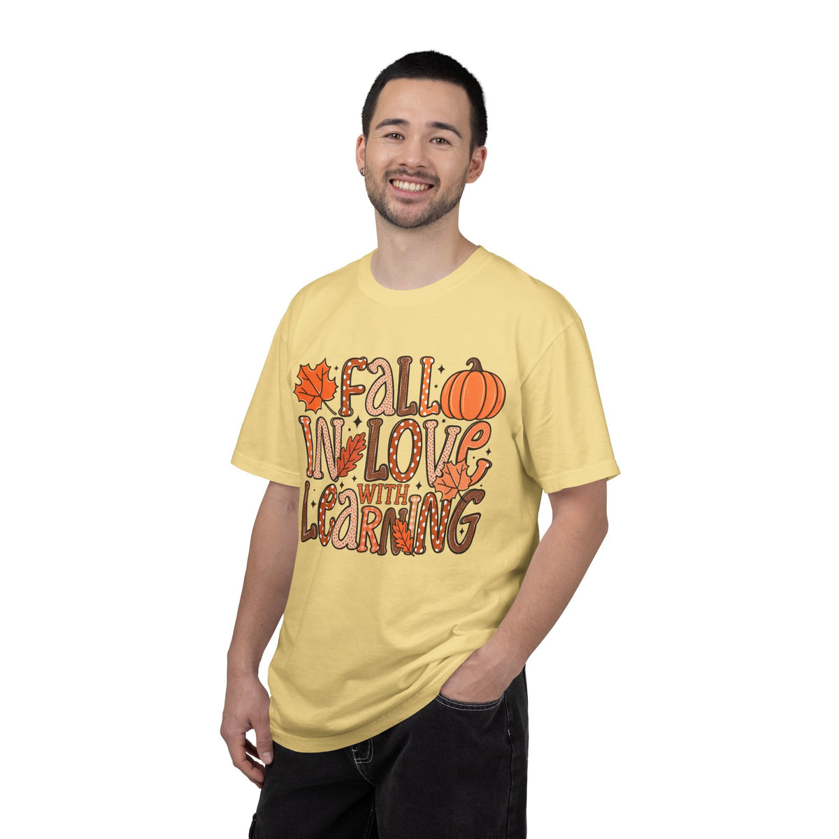 Fall in Love with Learning T-Shirt | Teacher Autumn Pumpkin Leaves