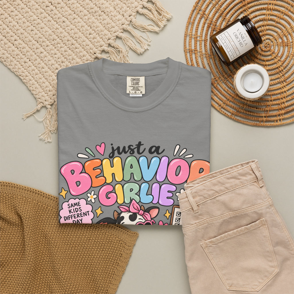 Just a Behavior Girl T-shirt | Cute Cow Therapist Illustration