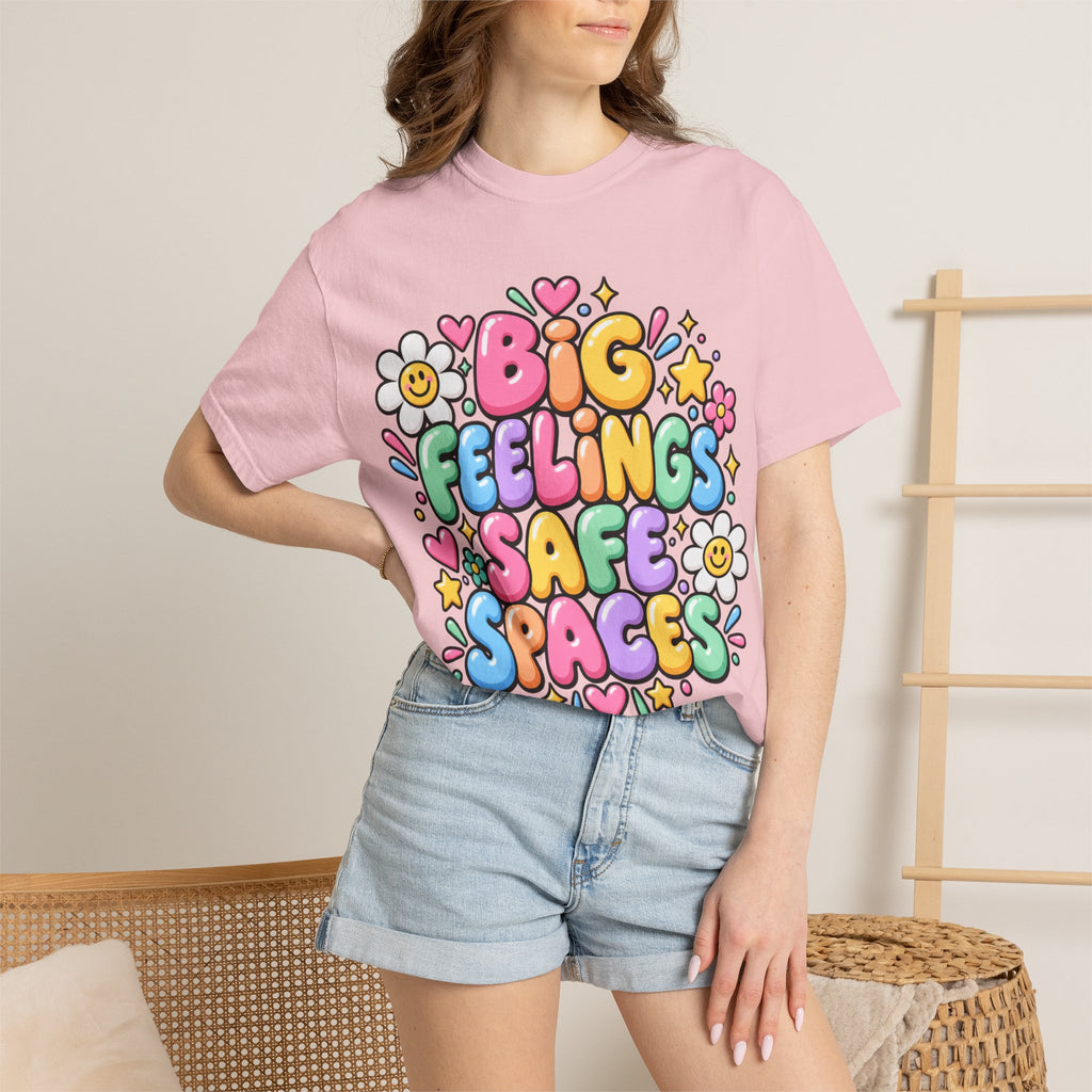Big Feelings Safe Spaces T-shirt | Pastel Cute Floral Typography