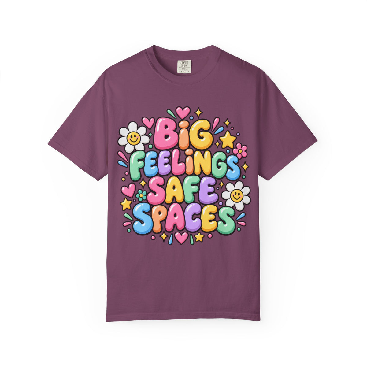 Big Feelings Safe Spaces T-shirt | Pastel Cute Floral Typography