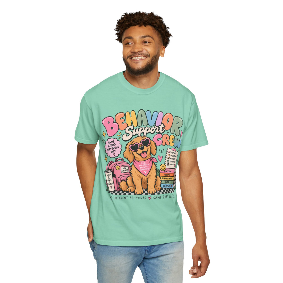 Behavior Support Crew T-shirt | Golden Retriever School Therapy Design
