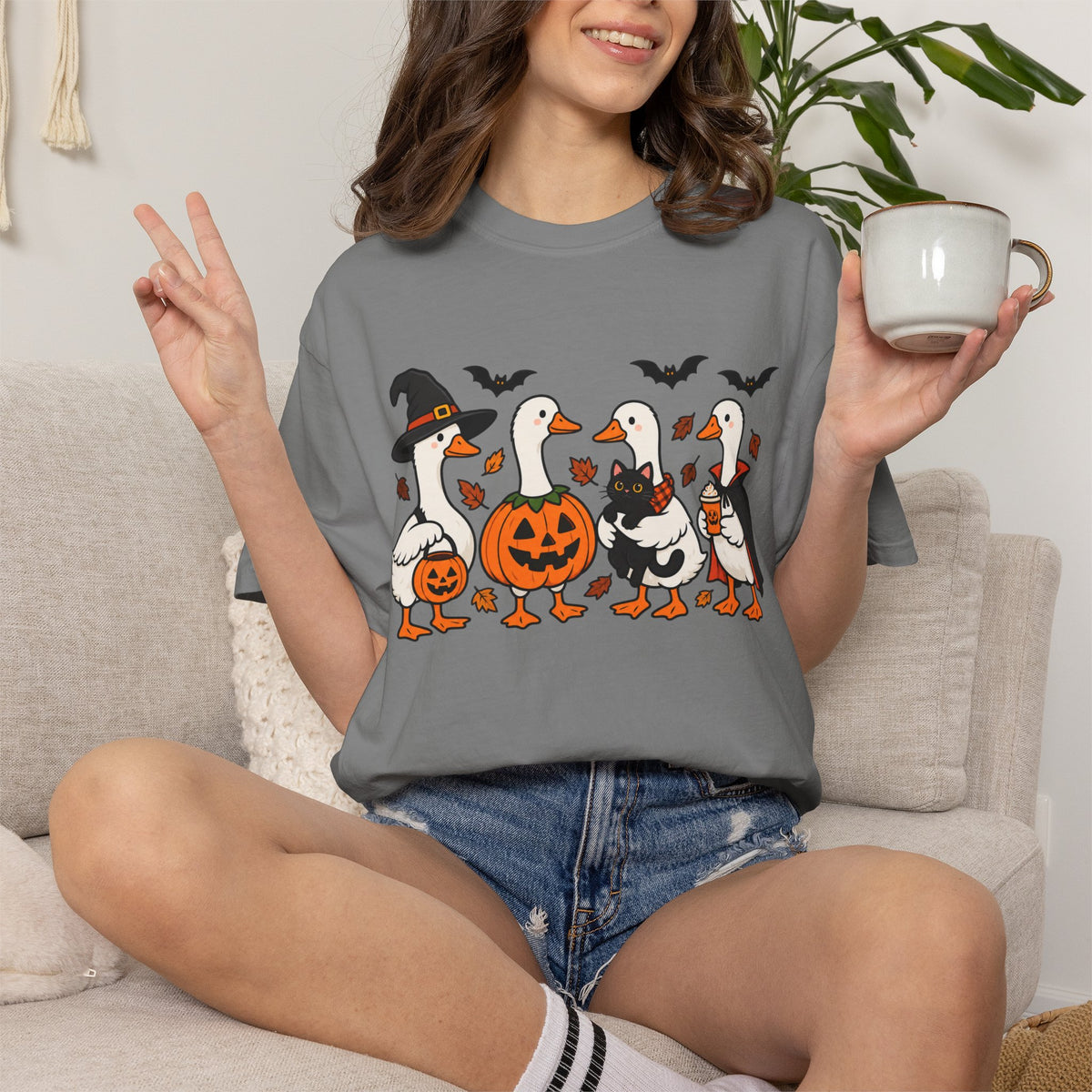 Halloween Ducks T-shirt | Geese in Costumes, Pumpkin Jack-O’-Lantern
