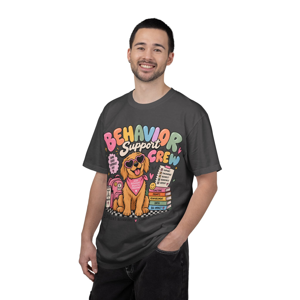 Behavior Support Crew T-shirt | Golden Retriever School Therapy Design