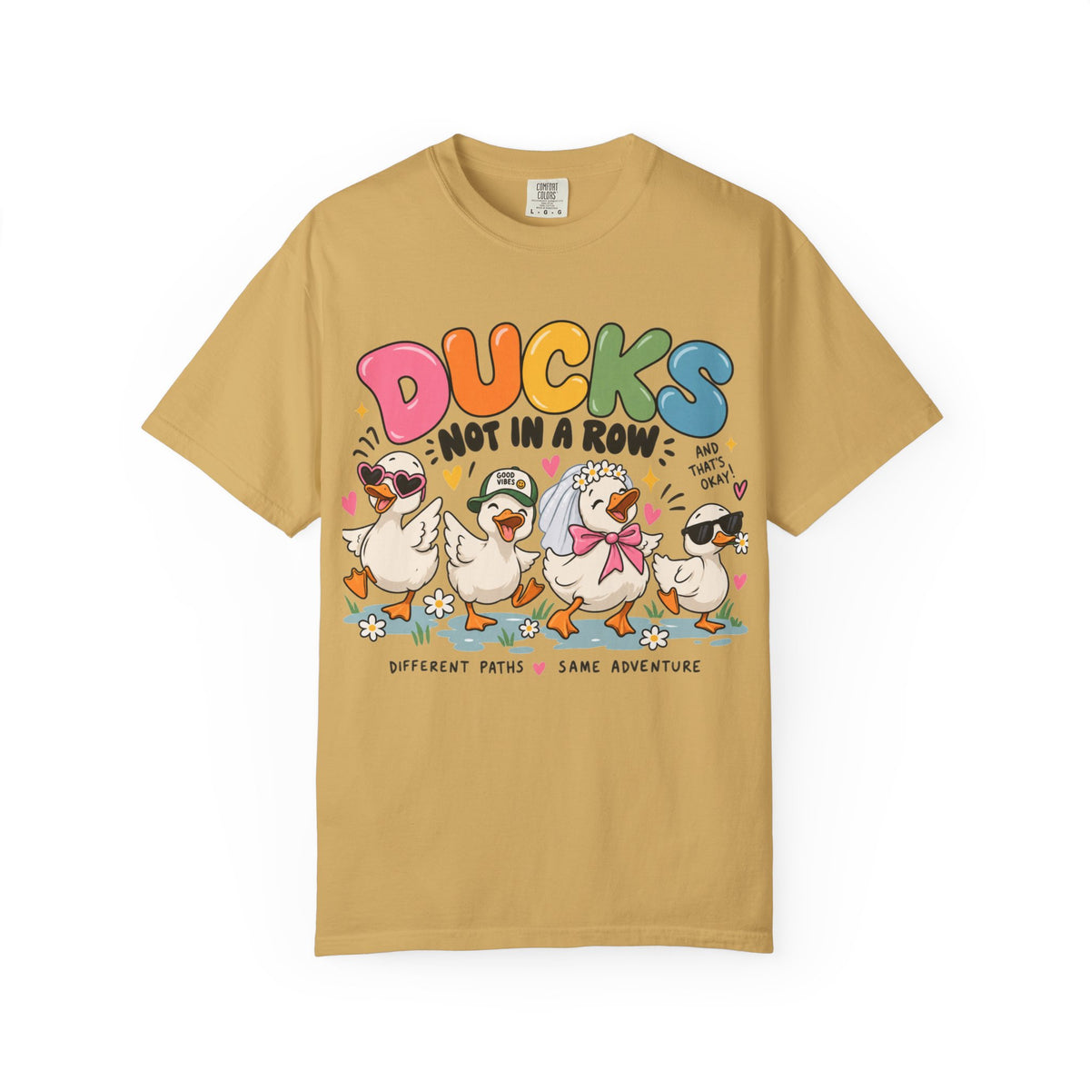 Ducks Not In A Row tee | Cute Duck Illustration T-Shirt, Different Paths Same Adventure