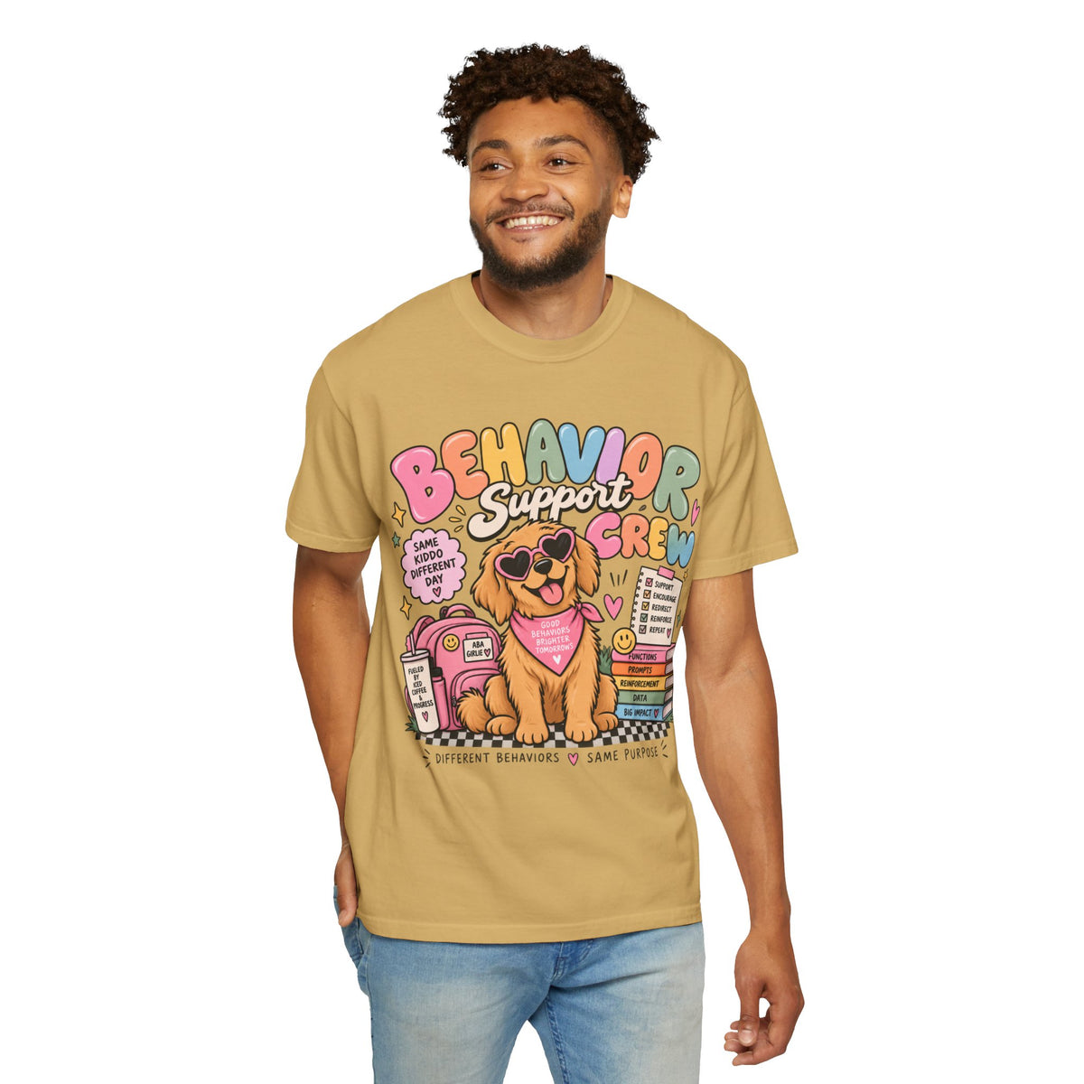 Behavior Support Crew T-shirt | Golden Retriever School Therapy Design