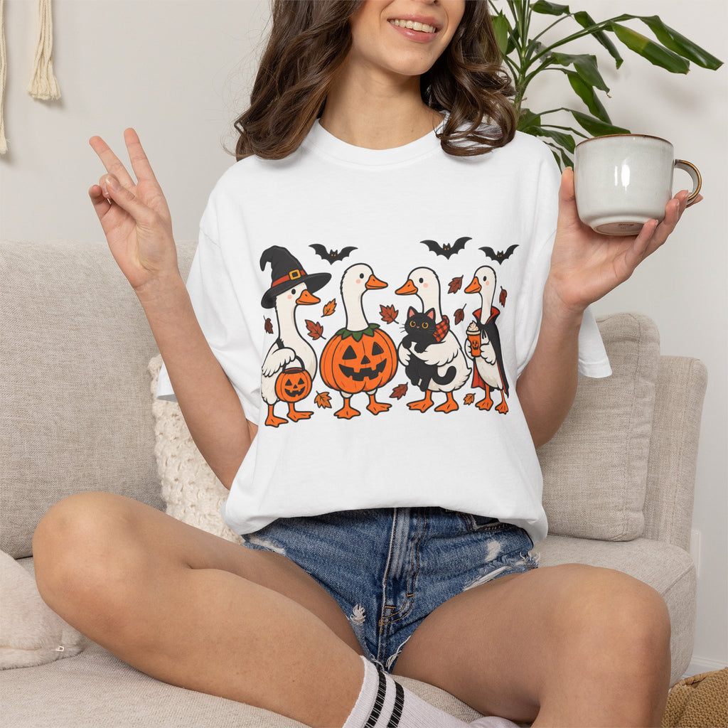 Halloween Ducks T-shirt | Geese in Costumes, Pumpkin Jack-O’-Lantern