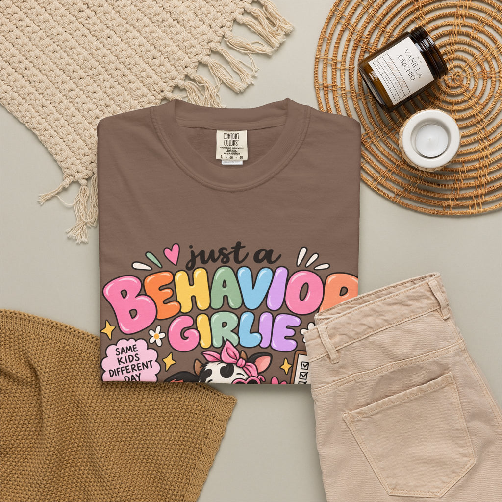 Just a Behavior Girl T-shirt | Cute Cow Therapist Illustration