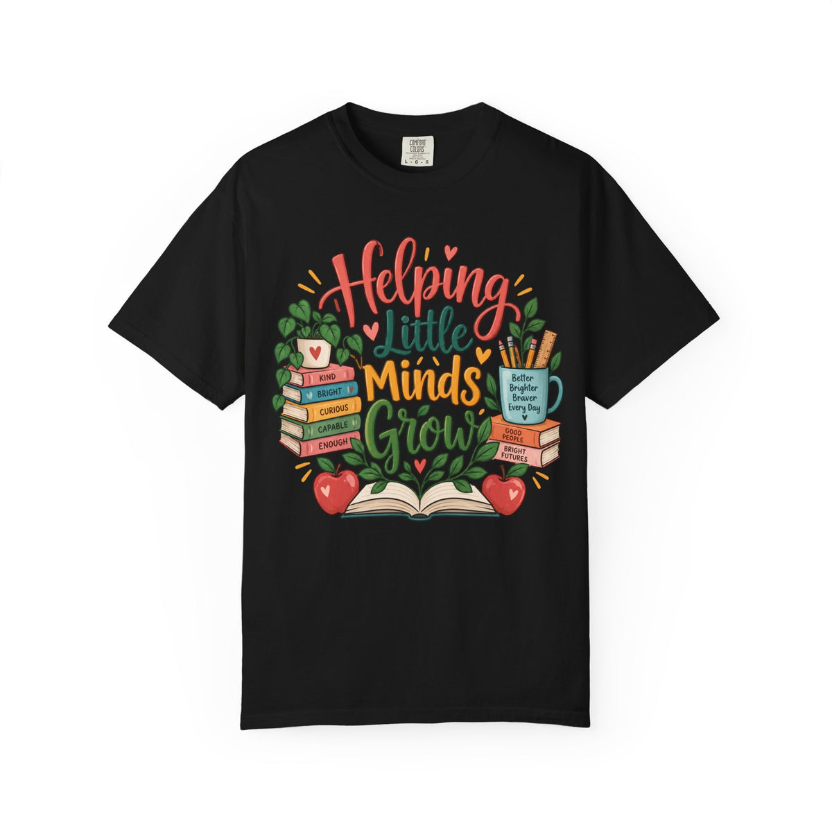 Helping Little Minds Grow T-shirt | Teacher Book Apple Mug Design