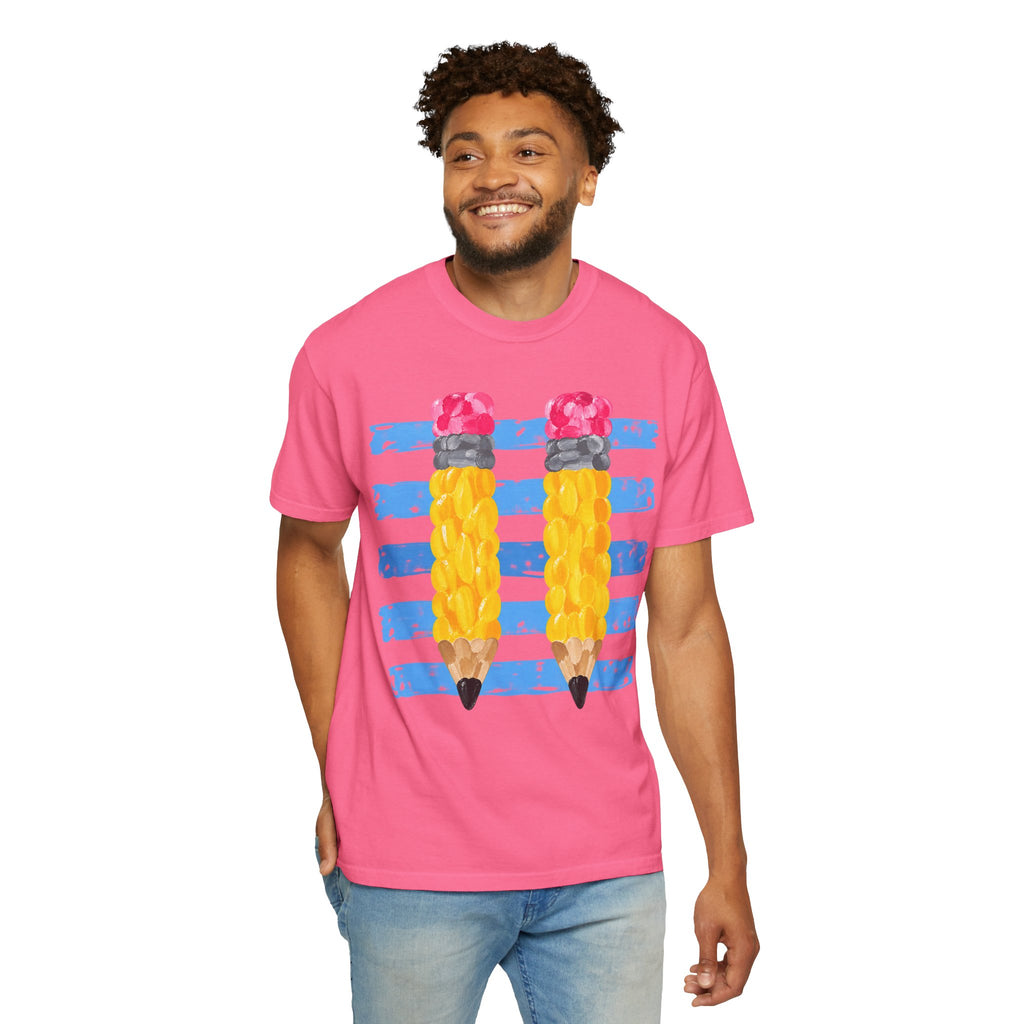 Braided Pencil Illustration T-Shirt | School Art Teacher Tee