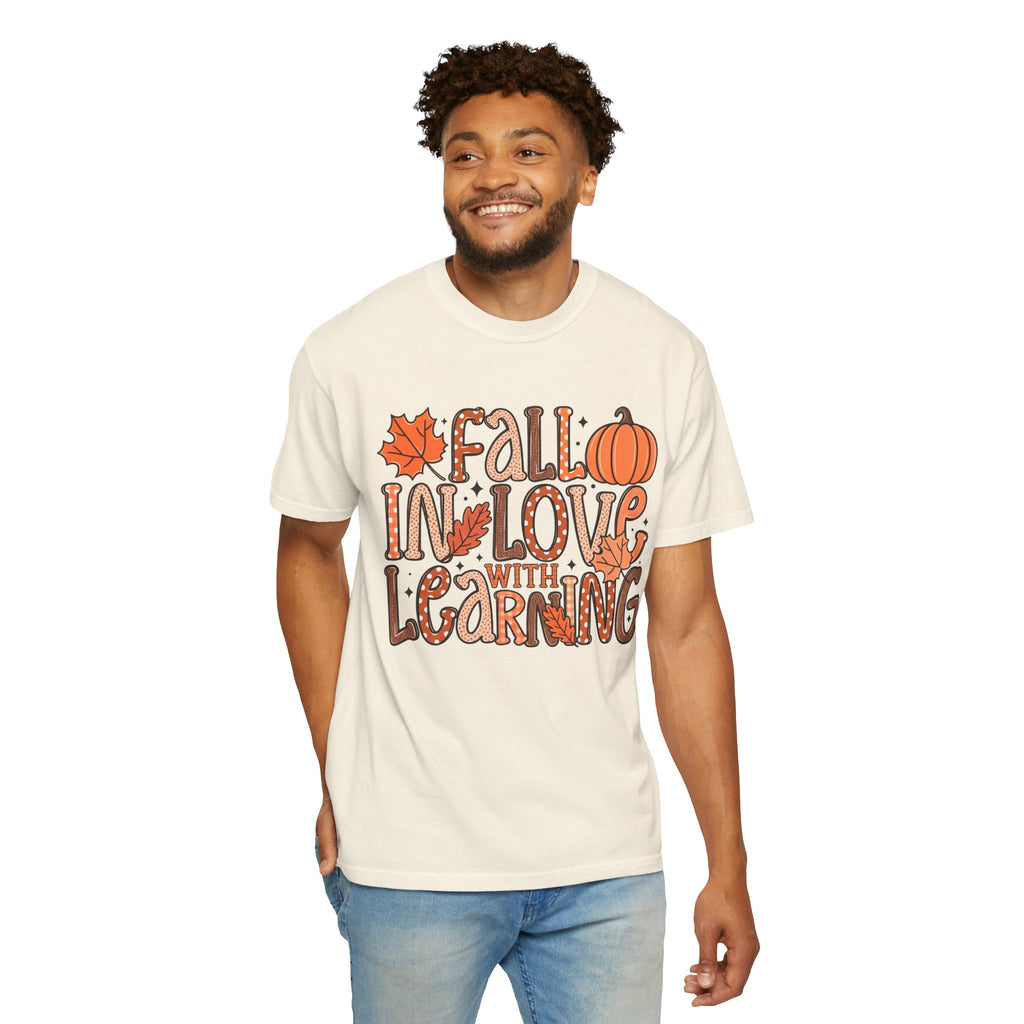 Fall in Love with Learning T-Shirt | Teacher Autumn Pumpkin Leaves