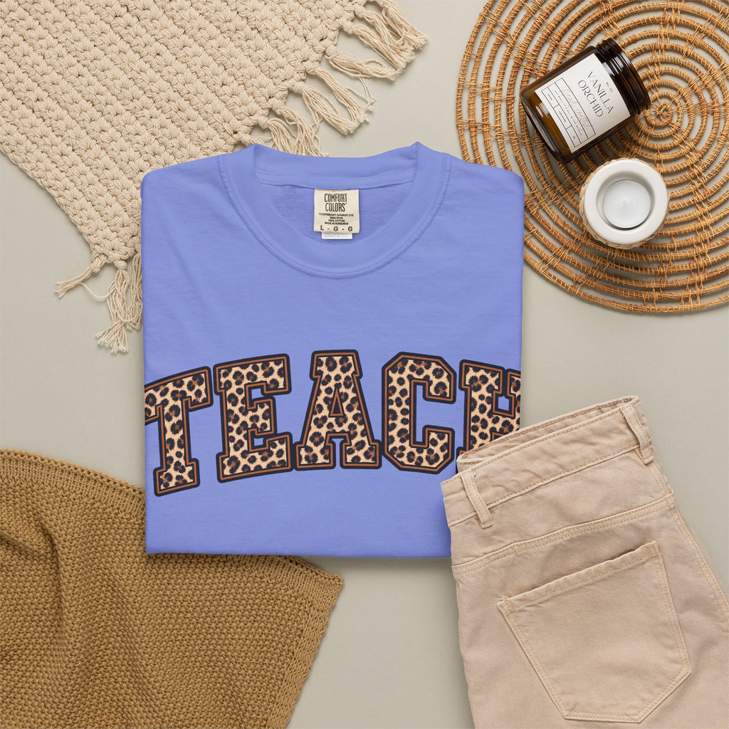 Leopard Print TEACH T-Shirt | Teacher Shirt, Animal Print Typography