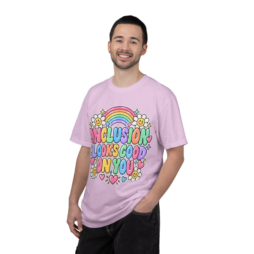Inclusion Looks Good On You T-Shirt | Rainbow Smiles Graphic Tee