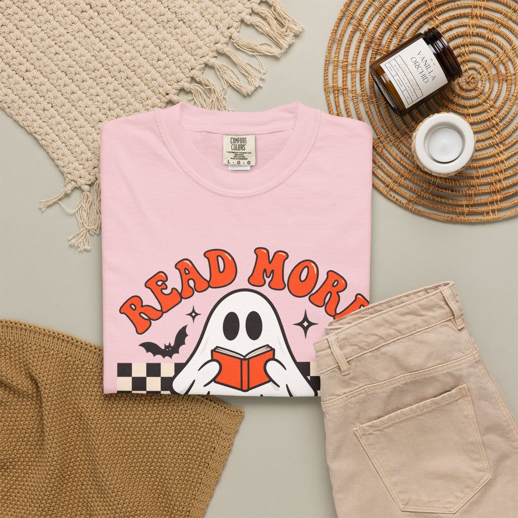 Read More Booooks ghost reading T-Shirt | Halloween book lover tee