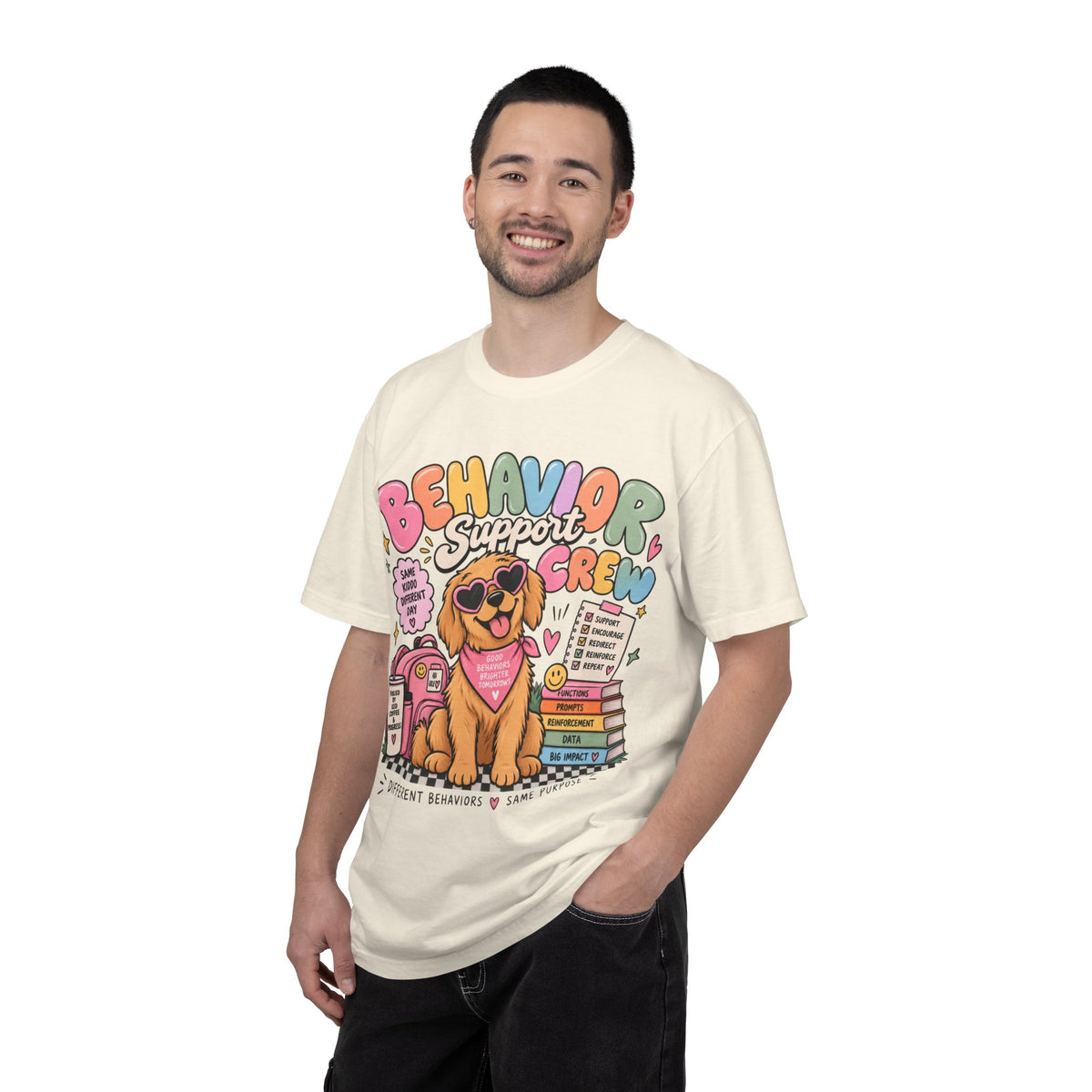Behavior Support Crew T-shirt | Golden Retriever School Therapy Design