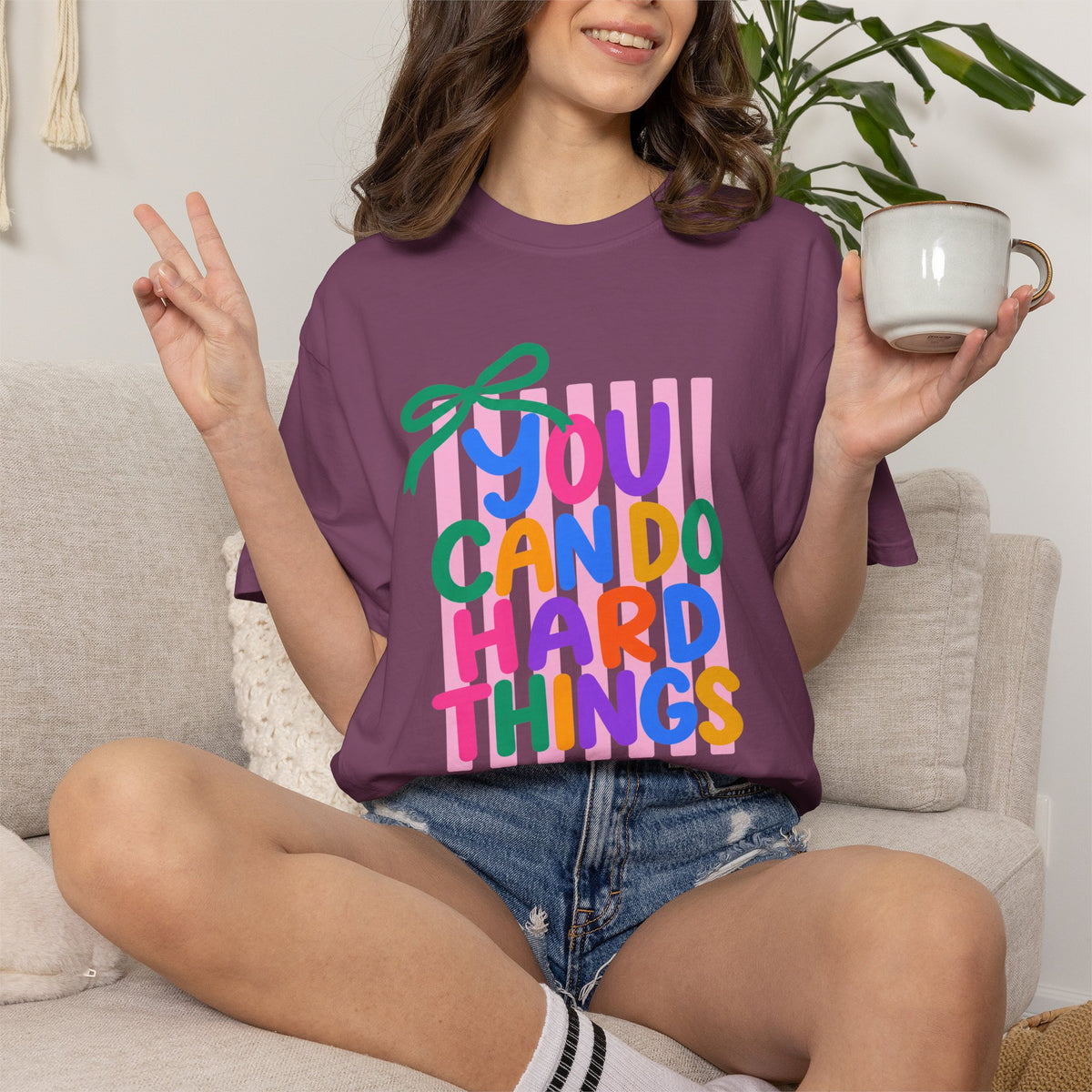 You Can Do Hard Things T-shirt | Colorful Motivational Typography