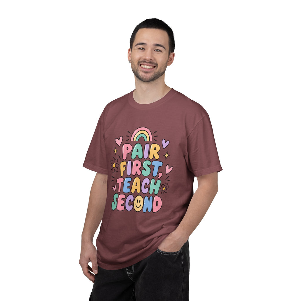 Pair First Teach Second T-Shirt | Cute Rainbow Classroom Design
