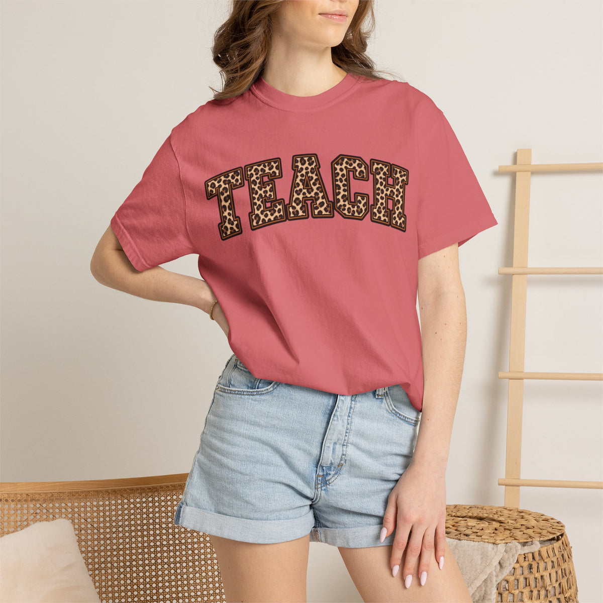 Leopard Print TEACH T-Shirt | Teacher Shirt, Animal Print Typography