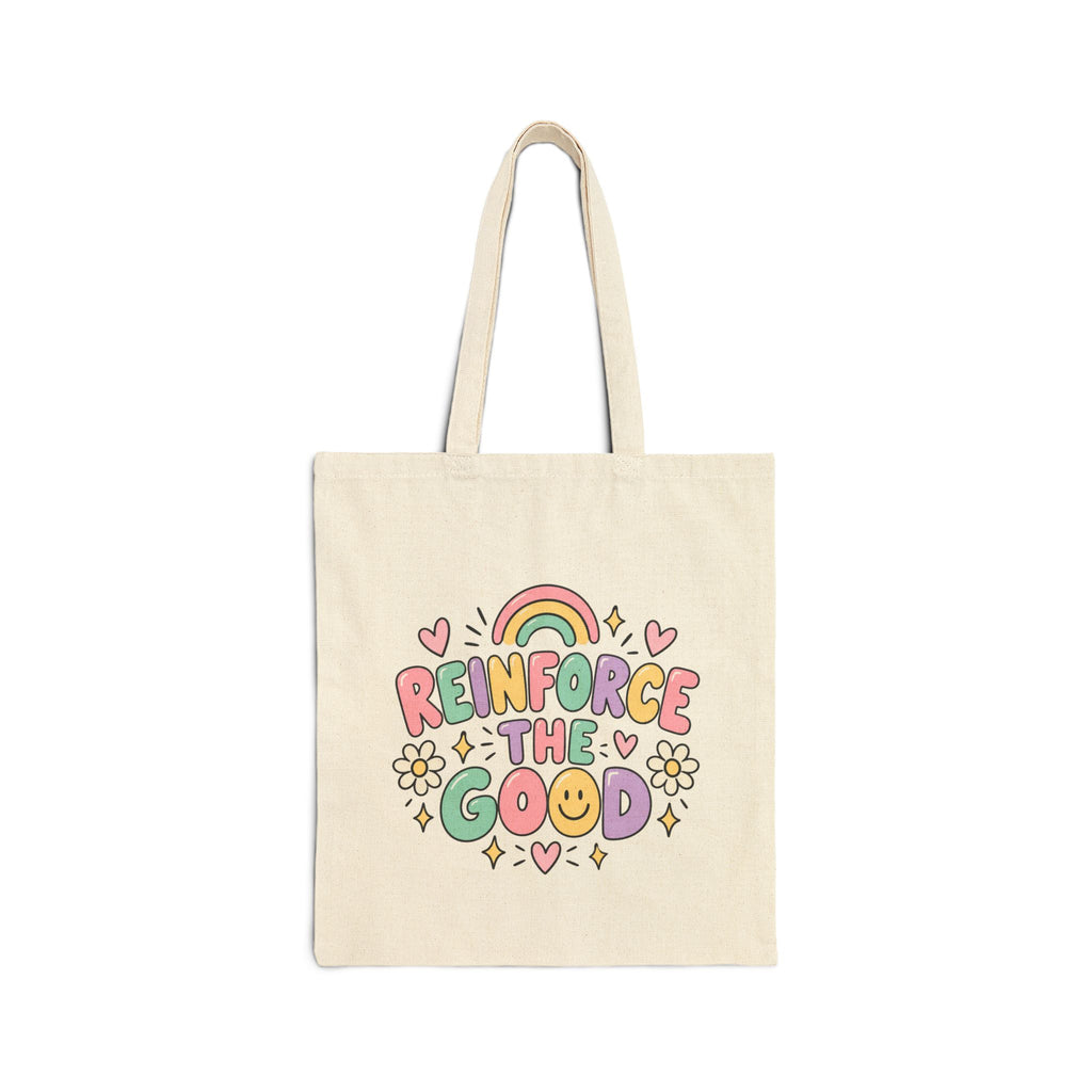 Reinforce The Good tote bag | Rainbow floral positive message cotton tote