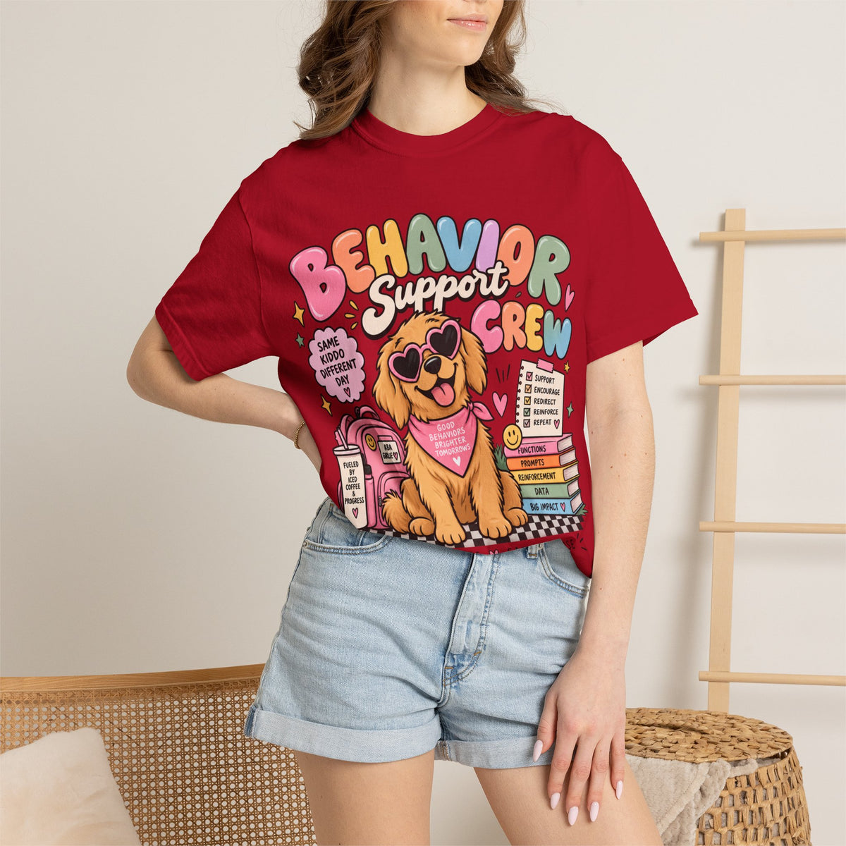 Behavior Support Crew T-shirt | Golden Retriever School Therapy Design