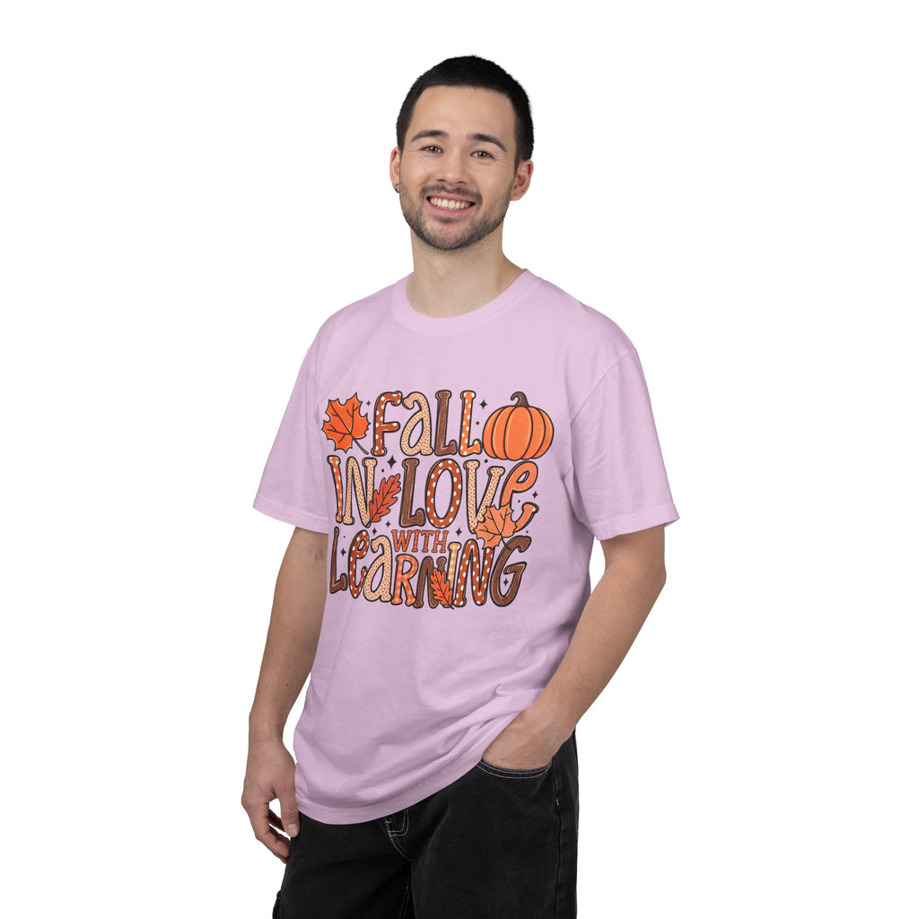 Fall in Love with Learning T-Shirt | Teacher Autumn Pumpkin Leaves