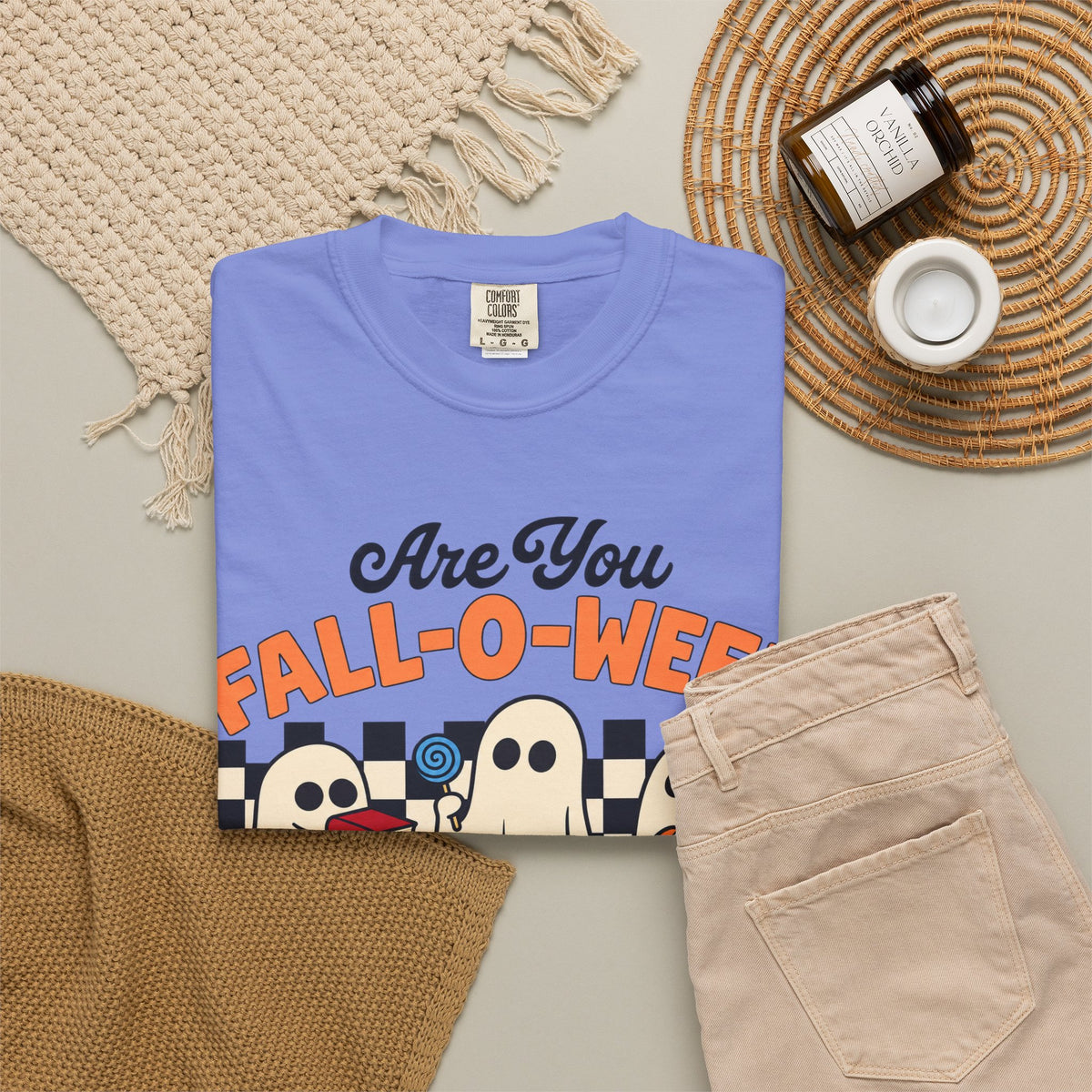 Fall-o-ween Ghosts Directions? T-shirt | Halloween pumpkin retro graphic