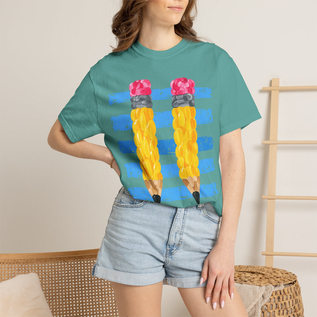 Braided Pencil Illustration T-Shirt | School Art Teacher Tee