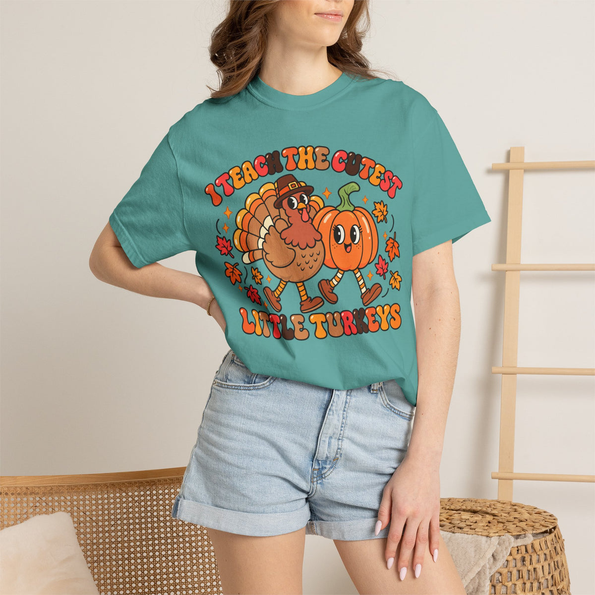 I Teach the Cutest Little Turkeys T-shirt | Thanksgiving Teacher Shirt