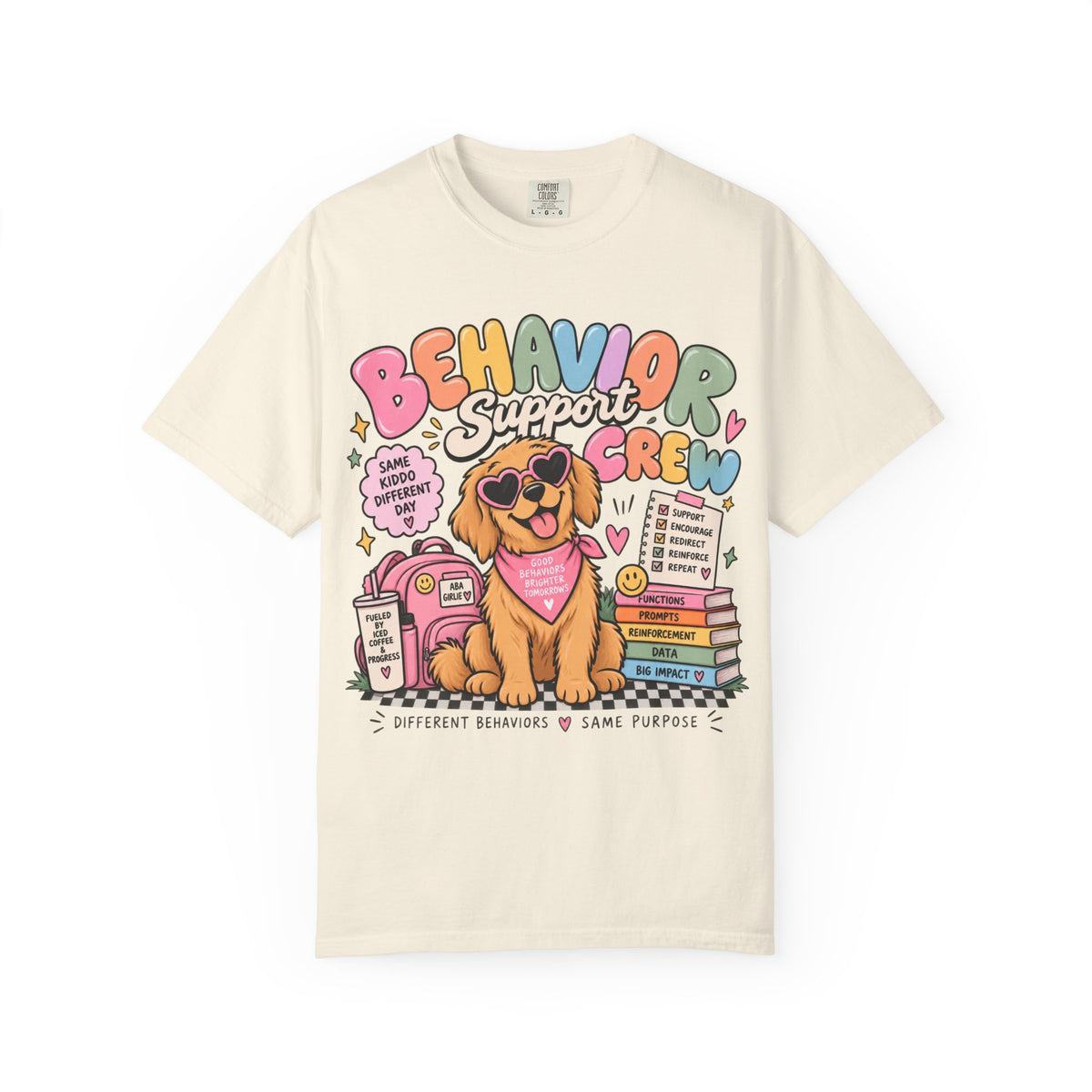 Behavior Support Crew T-shirt | Golden Retriever School Therapy Design