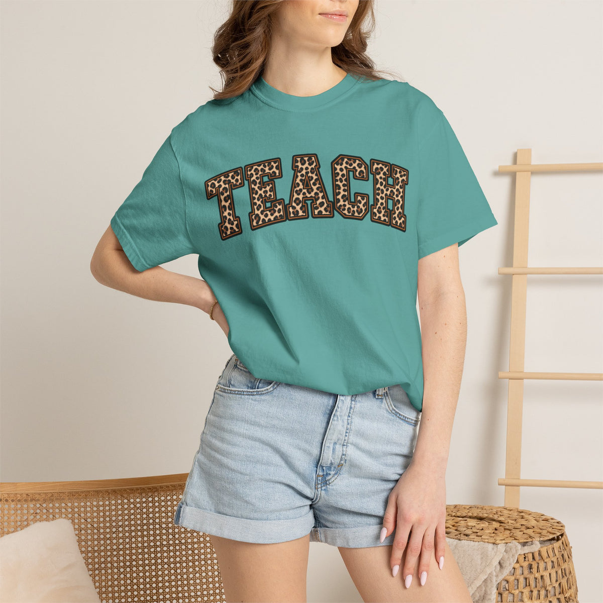 Leopard Print TEACH T-Shirt | Teacher Shirt, Animal Print Typography
