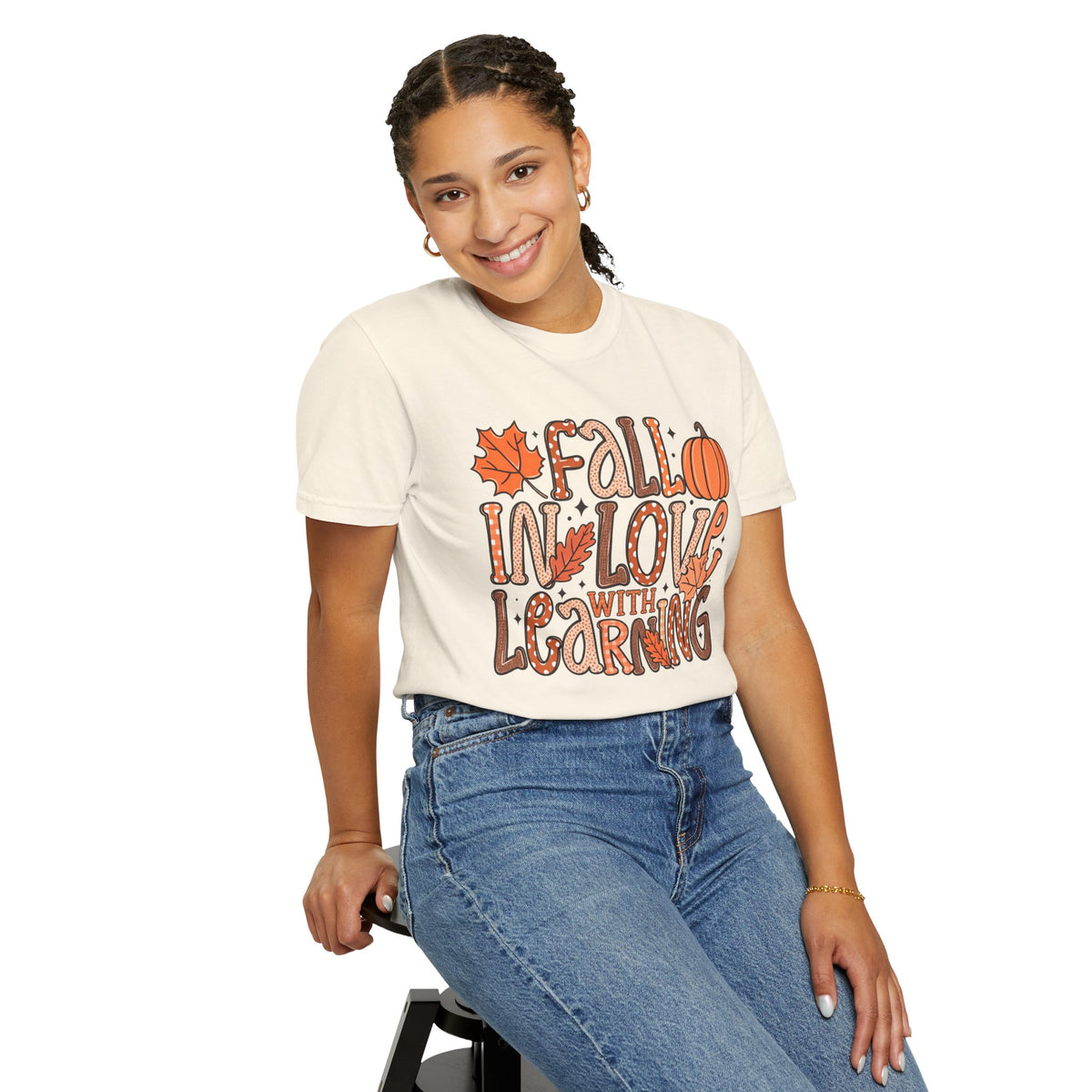 Fall in Love with Learning T-Shirt | Teacher Autumn Pumpkin Leaves