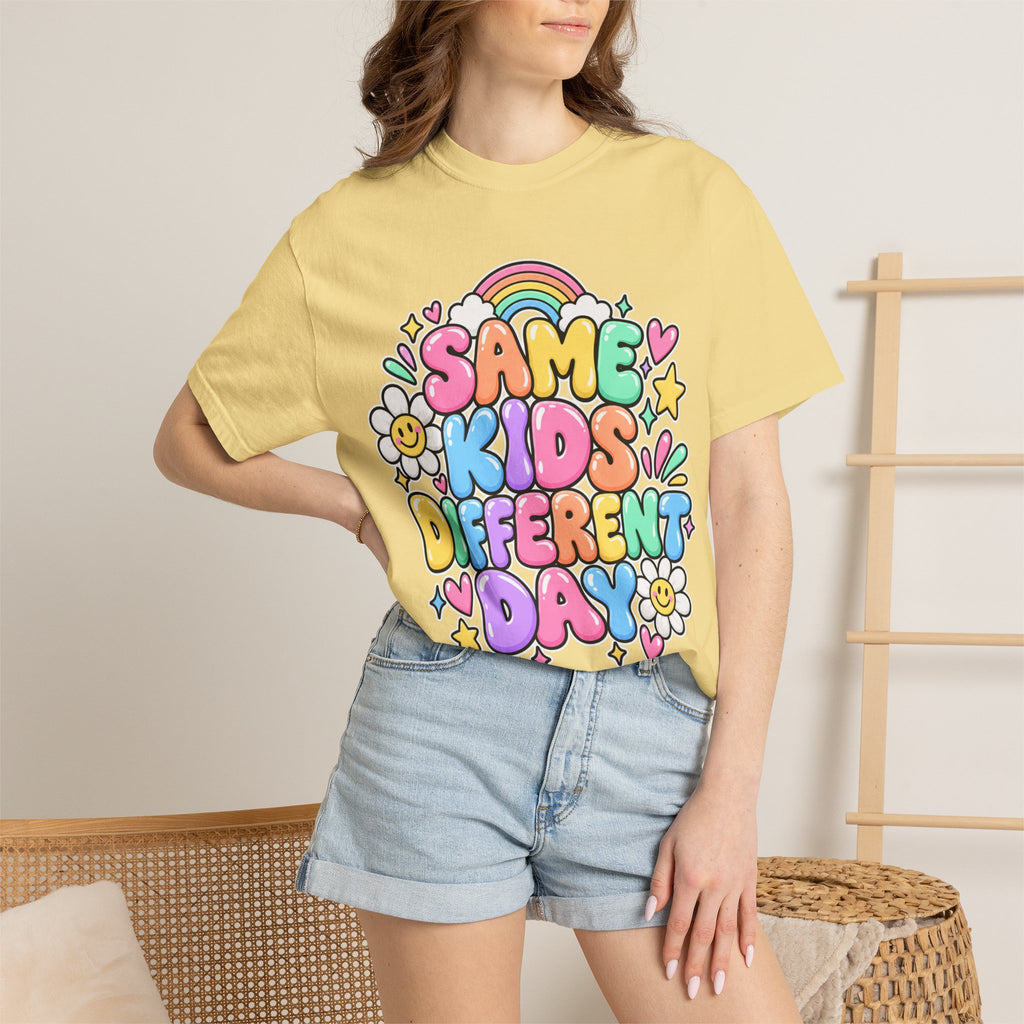 Same Kids Different Day T-shirt | Retro Rainbow Floral Typography