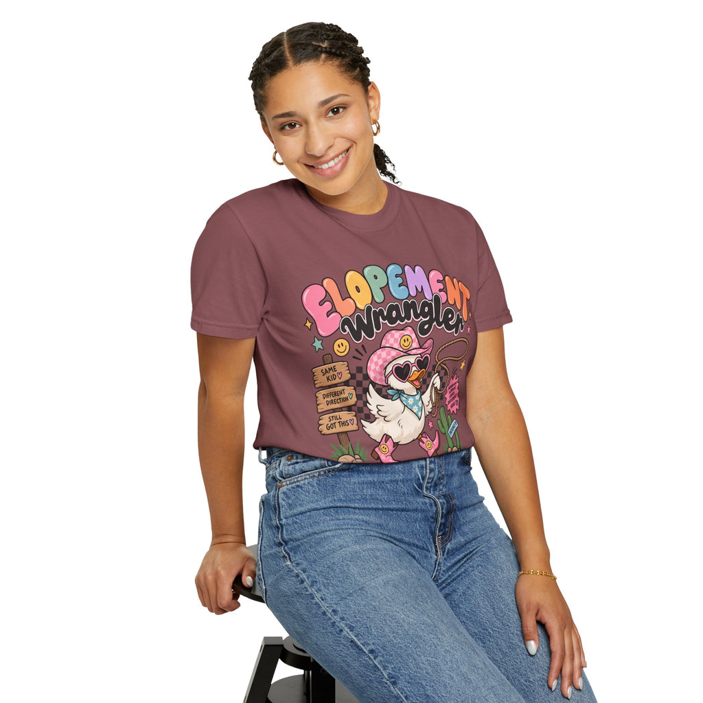 Elopement T-shirt | Cute Cowboy Sloth Illustration, Western Floral Tee