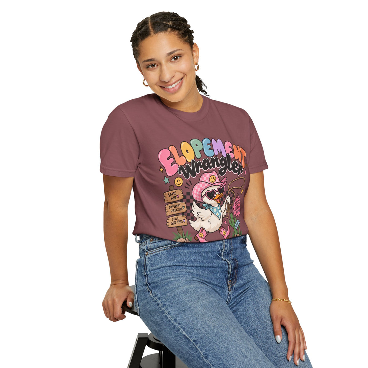 Elopement T-shirt | Cute Cowboy Sloth Illustration, Western Floral Tee