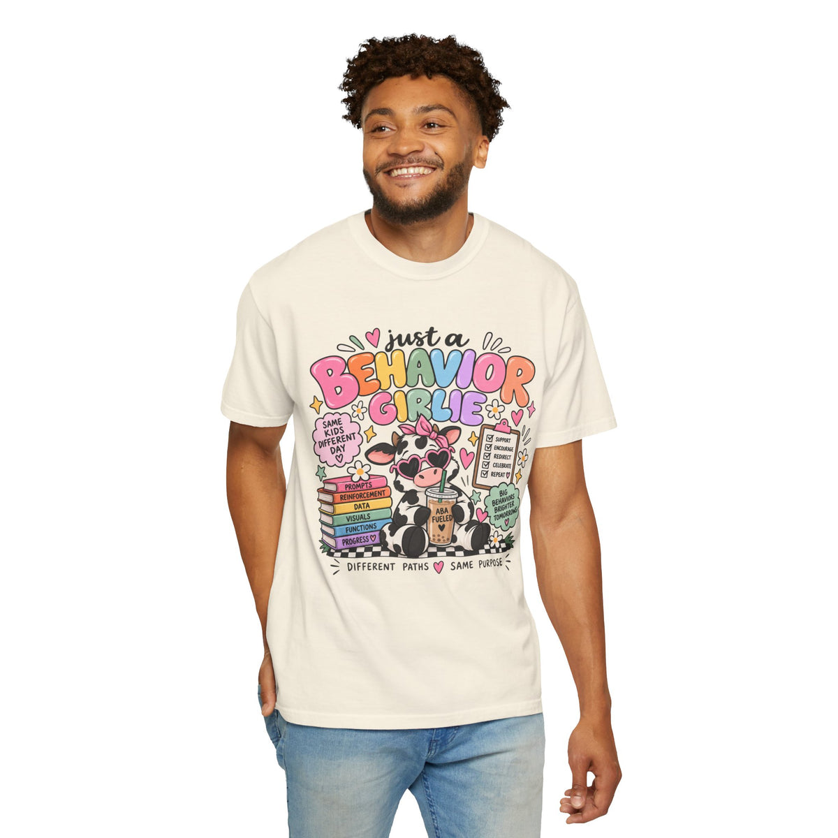 Just a Behavior Girl T-shirt | Cute Cow Therapist Illustration