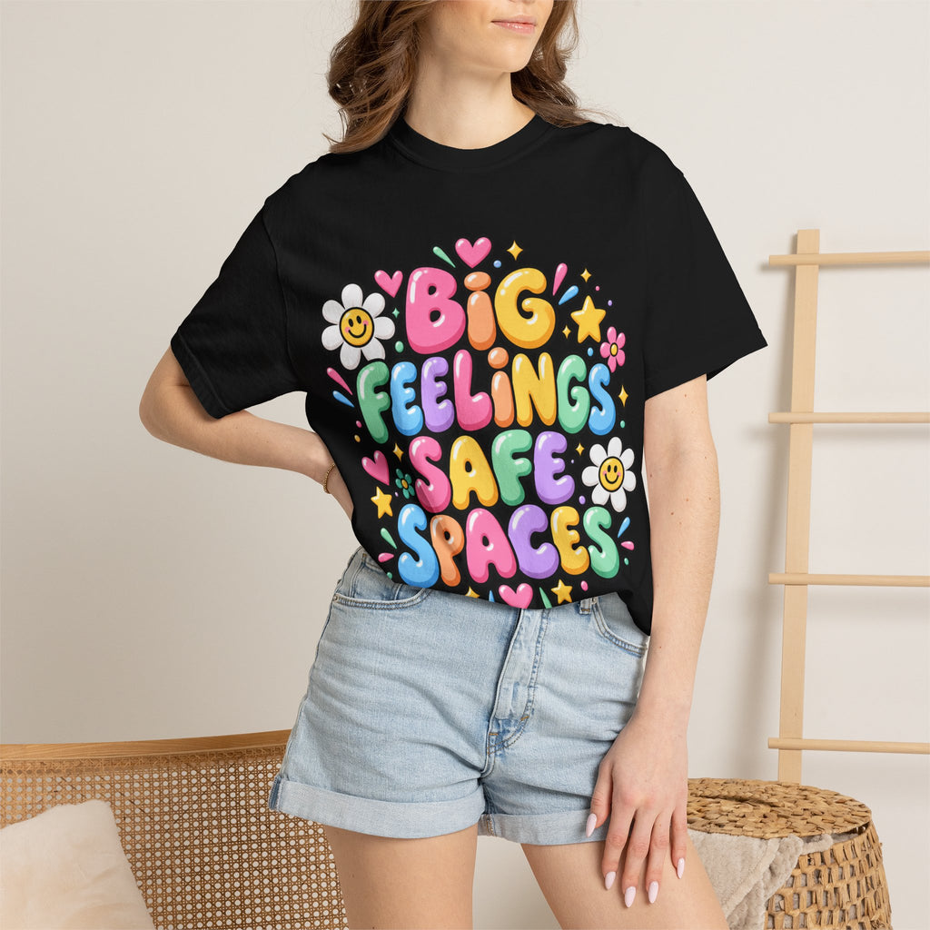 Big Feelings Safe Spaces T-shirt | Pastel Cute Floral Typography