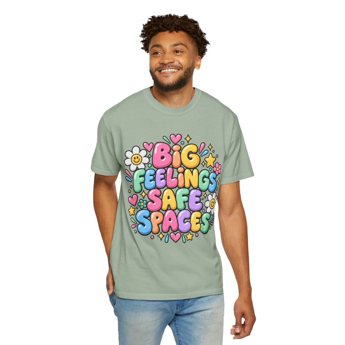 Big Feelings Safe Spaces T-shirt | Pastel Cute Floral Typography